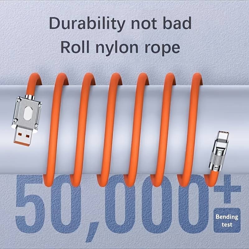 DEAL of 2 USB Cables - 120W 6A Charging Type-C Liquid Silicone Cable - 6 Feet Length