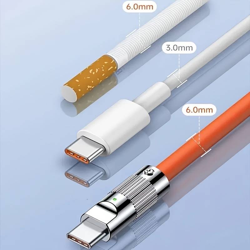 DEAL of 2 USB Cables - 120W 6A Charging Type-C Liquid Silicone Cable - 6 Feet Length